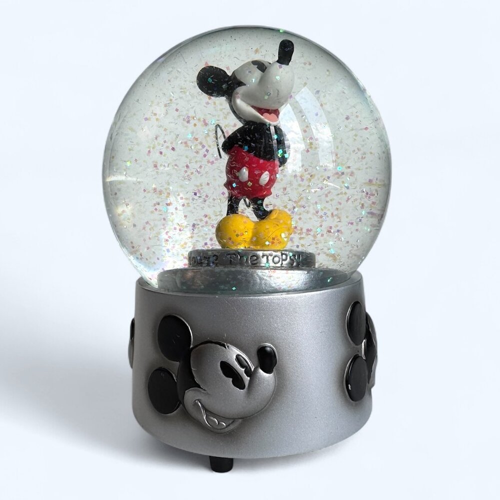Disney Mickey Mouse Musical Snow Globe You're the Tops by Enesco Glitter *video*